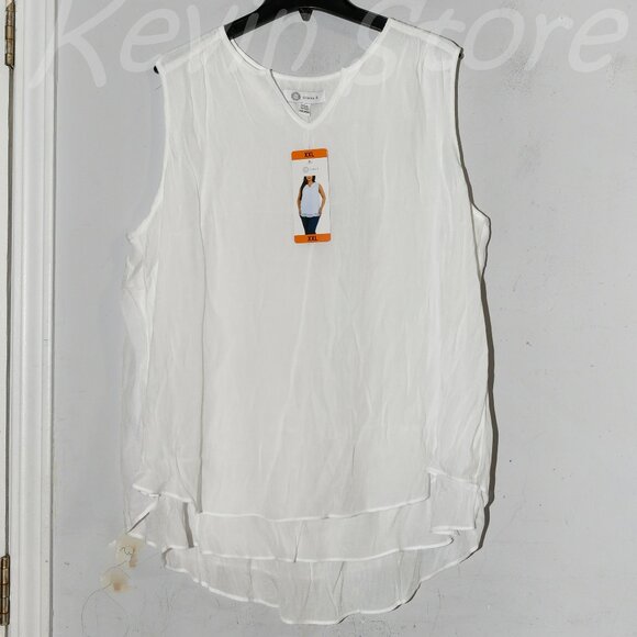 Cristina B Ladies' Sleeveless Blouse Double‎ layer tunic Hi-low hem - Picture 1 of 7